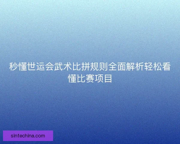 秒懂世运会武术比拼规则全面解析轻松看懂比赛项目
