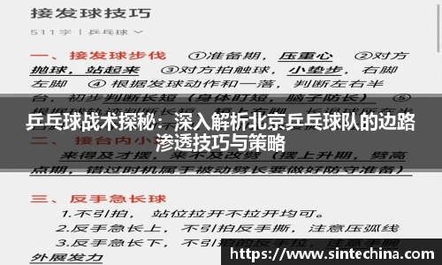 乒乓球战术探秘：深入解析北京乒乓球队的边路渗透技巧与策略